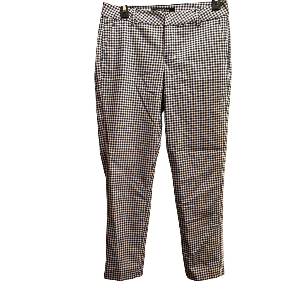 Liverpool Black and White Gingham Straight Leg Pants